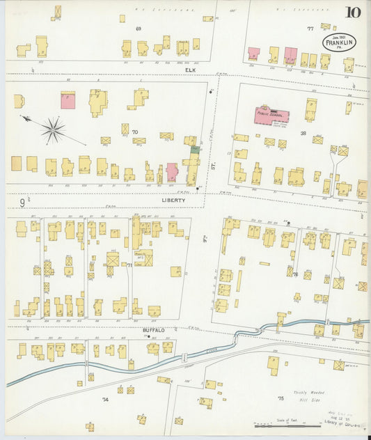 Sanborn Fire Insurance Map from Franklin, Venango County, Pennsylvania (1901), Sheet #0010 - Historic Sanborn Fire Insurance Map Print, vintage old map wall art, antique decor, genealogy gift, Pennsylvania Pennsylvania map