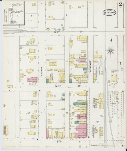 Sanborn Fire Insurance Map from Minonk, Woodford County, Illinois (1892), Sheet #0002 - Historic Sanborn Fire Insurance Map Print, vintage old map wall art, antique decor, genealogy gift, Illinois Illinois map