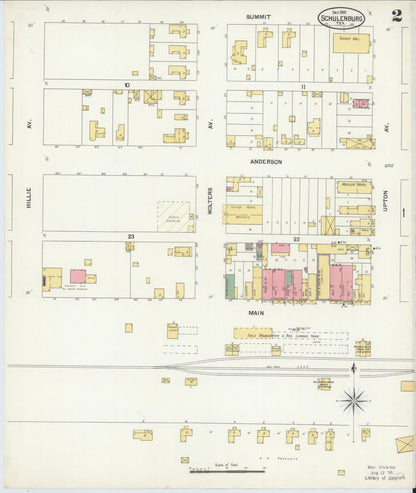 Sanborn Fire Insurance Map from Schulenburg, Fayette County, Texas (1901), Sheet #0002 - Complete Map Set gallery image, historic Sanborn map, vintage wall art, Texas Texas
