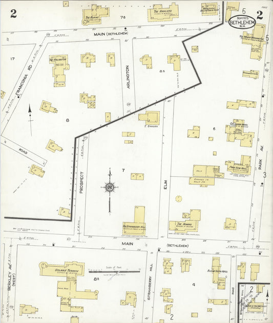 Sanborn Fire Insurance Map from Bethlehem, Grafton County, New Hampshire (1923), Sheet #0002 - Historic Sanborn Fire Insurance Map Print, vintage old map wall art, antique decor, genealogy gift, New Hampshire New Hampshire map