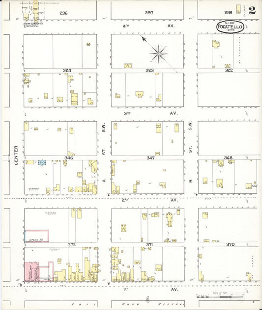 Sanborn Fire Insurance Map from Pocatello, Bannock County, Idaho (1892), Sheet #0002 - Historic Sanborn Fire Insurance Map Print, vintage old map wall art, antique decor, genealogy gift, Idaho Idaho map