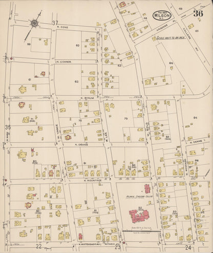 Sanborn Fire Insurance Map from Wilson, Wilson County, North Carolina (1922), Sheet #0036 - Historic Sanborn Fire Insurance Map Print, vintage old map wall art, antique decor, genealogy gift, North Carolina North Carolina map