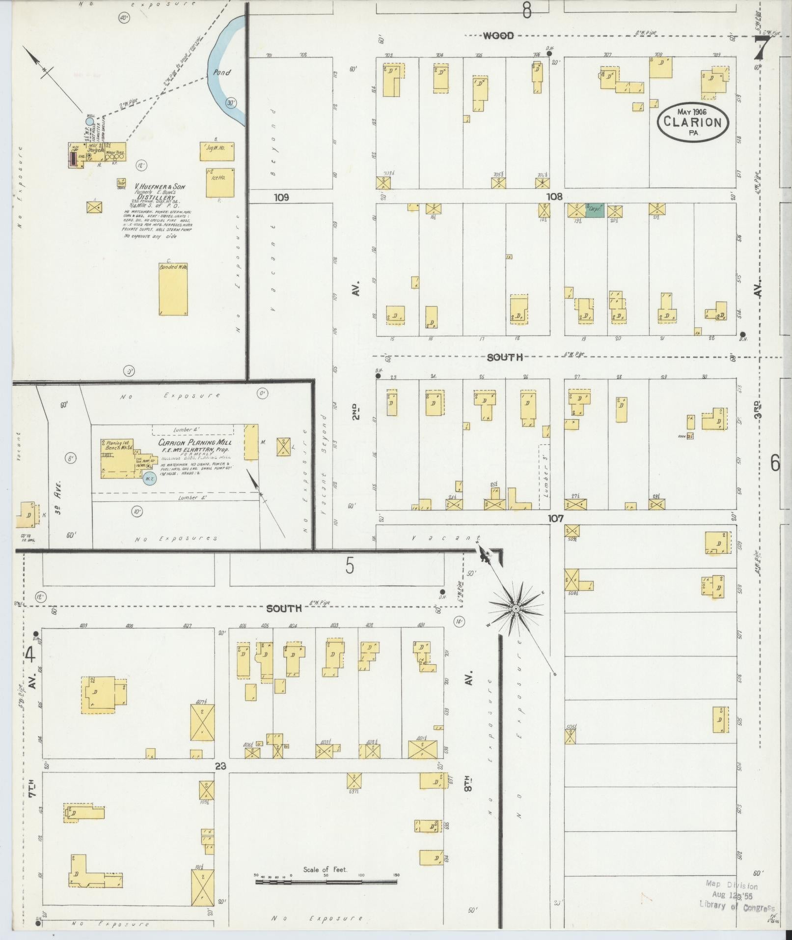 Sanborn Fire Insurance Map from Clarion, Clarion County, Pennsylvania (1906), Sheet #0007 - Historic Sanborn Fire Insurance Map Print, vintage old map wall art, antique decor, genealogy gift, Pennsylvania Pennsylvania map