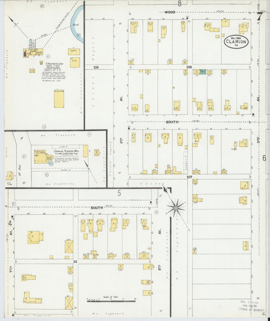 Sanborn Fire Insurance Map from Clarion, Clarion County, Pennsylvania (1906), Sheet #0007 - Historic Sanborn Fire Insurance Map Print, vintage old map wall art, antique decor, genealogy gift, Pennsylvania Pennsylvania map