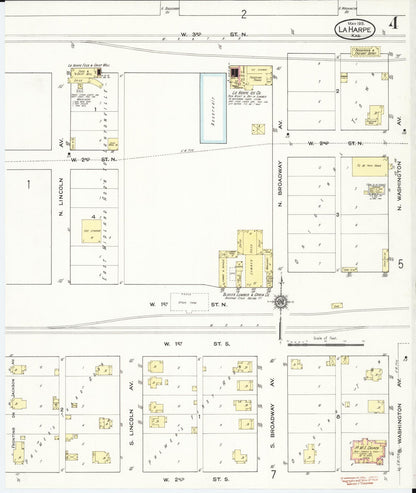 Sanborn Fire Insurance Map from La Harpe, Allen County, Kansas (1915), Sheet #0004 - Complete Map Set gallery image, historic Sanborn map, vintage wall art, Kansas Kansas