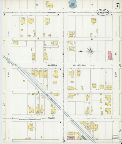 Sanborn Fire Insurance Map from Anniston, Calhoun County, Alabama (1900), Sheet #0007 - Complete Map Set gallery image, historic Sanborn map, vintage wall art, Alabama Alabama