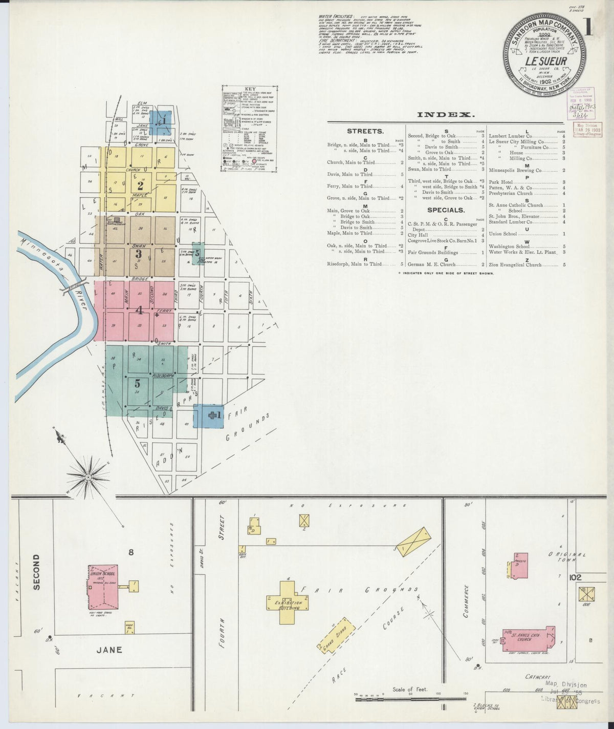 Sanborn Fire Insurance Map from Le Sueur, Le Sueur County, Minnesota (1902), Sheet #0001 - Historic Sanborn Fire Insurance Map Print, vintage old map wall art, antique decor, genealogy gift, Minnesota Minnesota map