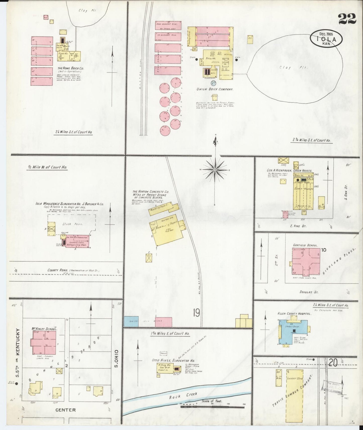 Sanborn Fire Insurance Map from Iola, Allen County, Kansas (1905), Sheet #0022 - Complete Map Set gallery image, historic Sanborn map, vintage wall art, Kansas Kansas
