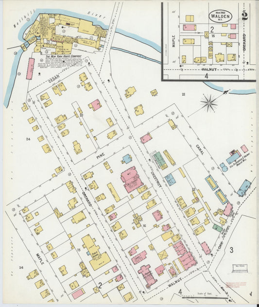 Sanborn Fire Insurance Map from Walden, Orange County, New York (1900), Sheet #0002 - Historic Sanborn Fire Insurance Map Print, vintage old map wall art, antique decor, genealogy gift, New York New York map