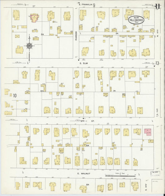 Sanborn Fire Insurance Map from Hillsboro, Hill County, Texas (1911), Sheet #0011 - Historic Sanborn Fire Insurance Map Print, vintage old map wall art, antique decor, genealogy gift, Texas Texas map