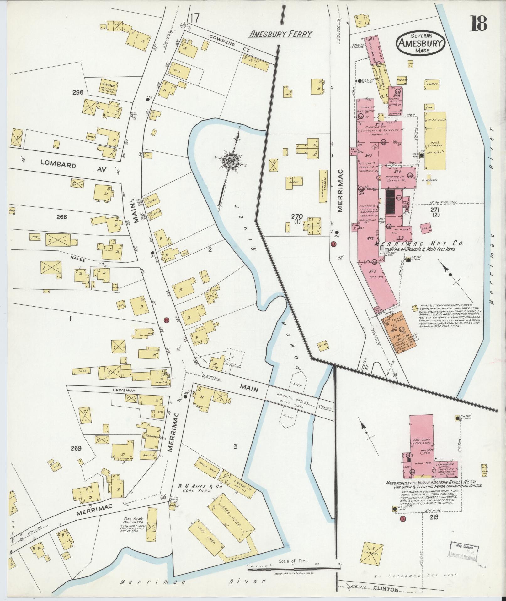 Sanborn Fire Insurance Map from Amesbury, Essex County, Massachusetts (1918), Sheet #0018 - Complete Map Set gallery image, historic Sanborn map, vintage wall art, Massachusetts Massachusetts