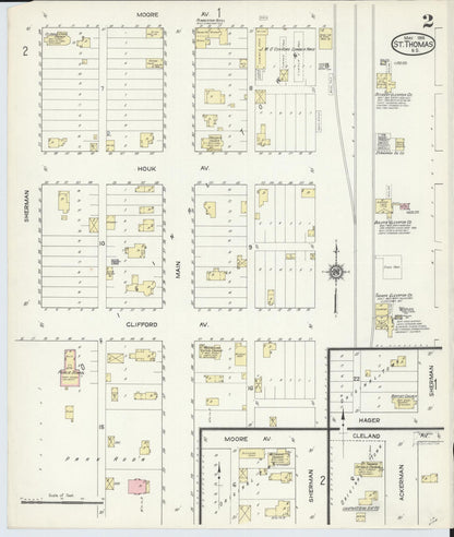 Sanborn Fire Insurance Map from Saint Thomas, Pembina County, North Dakota (1914), Sheet #0002 - Complete Map Set gallery image, historic Sanborn map, vintage wall art, North Dakota North Dakota