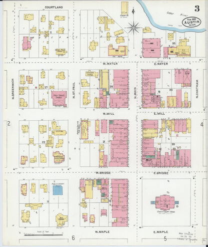 Sanborn Fire Insurance Map from Austin, Mower County, Minnesota (1905), Sheet #0003 - Complete Map Set gallery image, historic Sanborn map, vintage wall art, Minnesota Minnesota