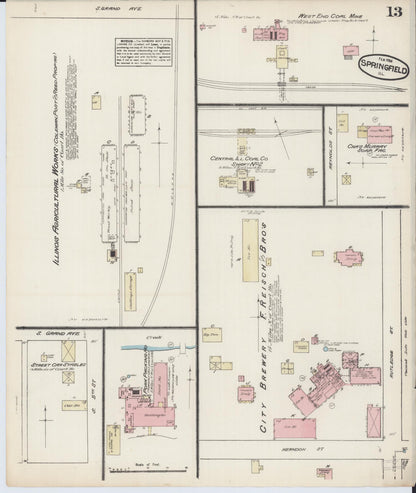 Sanborn Fire Insurance Map from Springfield, Sangamon County, Illinois (1884), Sheet #0013 - Complete Map Set gallery image, historic Sanborn map, vintage wall art, Illinois Illinois