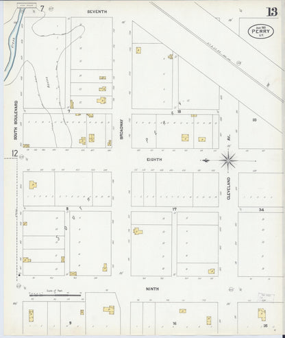 Sanborn Fire Insurance Map from Perry, Noble County, Oklahoma (1901), Sheet #0013 - Complete Map Set gallery image, historic Sanborn map, vintage wall art, Oklahoma Oklahoma