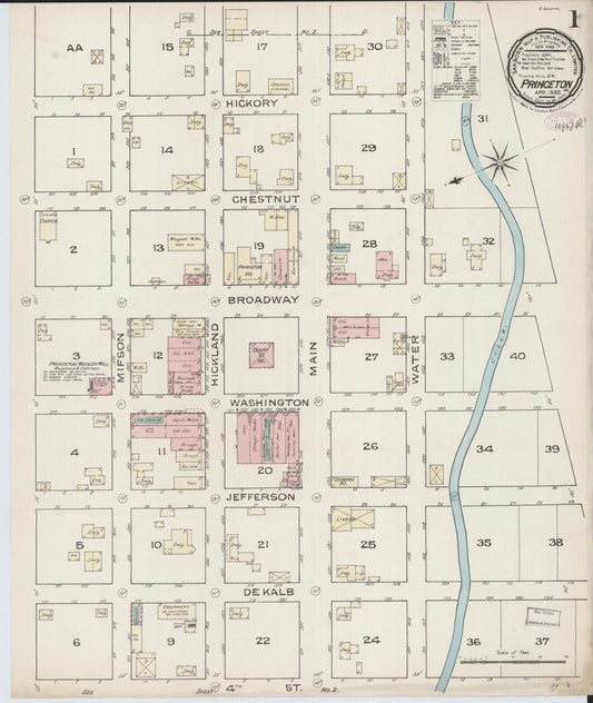 Sanborn Fire Insurance Map from Princeton, Mercer County, Missouri (1886), Sheet #0001 - Complete Map Set gallery image, historic Sanborn map, vintage wall art, Missouri Missouri