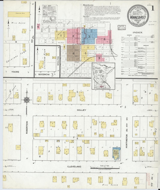Sanborn Fire Insurance Map from Winnebago, Faribault County, Minnesota (1917), Sheet #0001 - Historic Sanborn Fire Insurance Map Print, vintage old map wall art, antique decor, genealogy gift, Minnesota Minnesota map