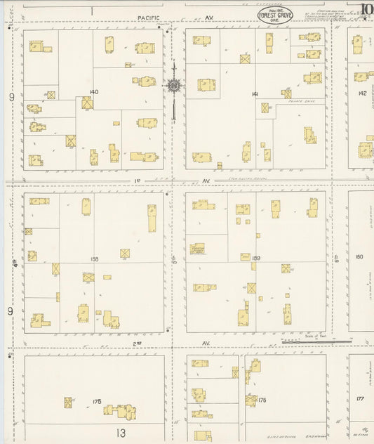 Sanborn Fire Insurance Map from Forest Grove, Washington County, Oregon (1912), Sheet #0010 - Historic Sanborn Fire Insurance Map Print, vintage old map wall art, antique decor, genealogy gift, Oregon Oregon map