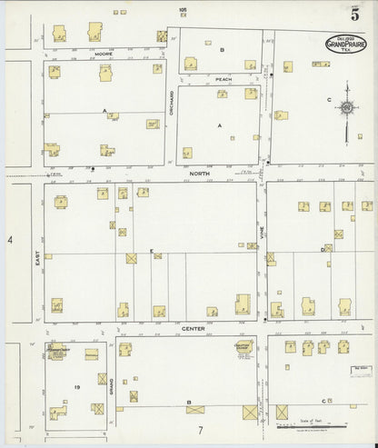 Sanborn Fire Insurance Map from Grand Prairie, Dallas County, Texas (1920), Sheet #0005 - Historic Sanborn Fire Insurance Map Print, vintage old map wall art, antique decor, genealogy gift, Texas Texas map