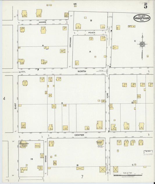 Sanborn Fire Insurance Map from Grand Prairie, Dallas County, Texas (1920), Sheet #0005 - Historic Sanborn Fire Insurance Map Print, vintage old map wall art, antique decor, genealogy gift, Texas Texas map