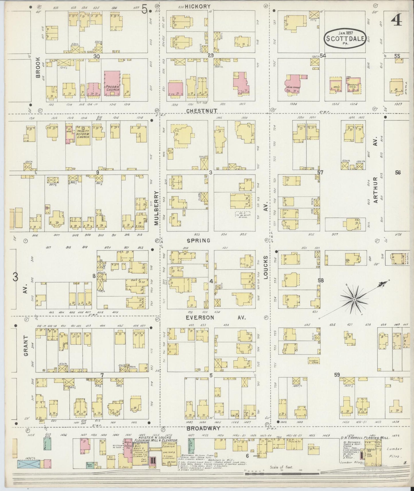 Sanborn Fire Insurance Map from Scottdale, Westmoreland County, Pennsylvania (1897), Sheet #0004 - Complete Map Set gallery image, historic Sanborn map, vintage wall art, Pennsylvania Pennsylvania