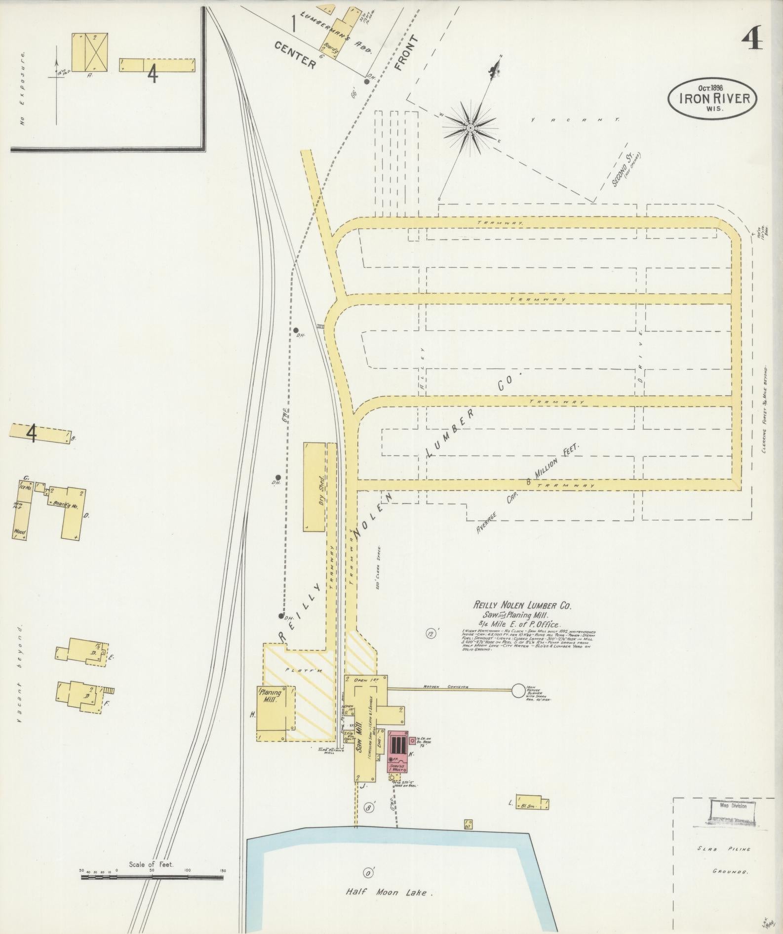 Sanborn Fire Insurance Map from Iron River, Bayfield County, Wisconsin (1898), Sheet #0004 - Historic Sanborn Fire Insurance Map Print, vintage old map wall art, antique decor, genealogy gift, Wisconsin Wisconsin map