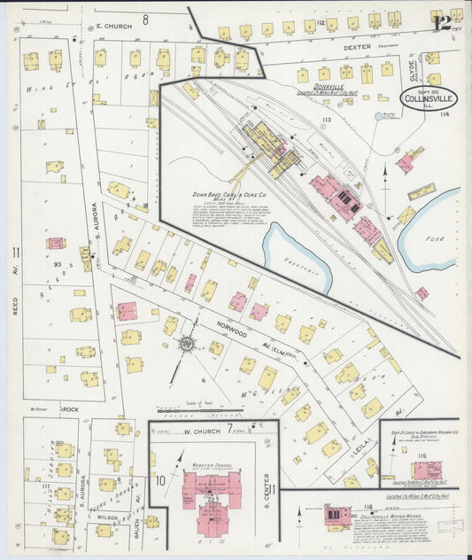Sanborn Fire Insurance Map from Collinsville, Madison County, Illinois (1915), Sheet #0012 - Historic Sanborn Fire Insurance Map Print, vintage old map wall art, antique decor, genealogy gift, Illinois Illinois map