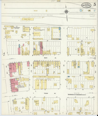 Sanborn Fire Insurance Map from Woodward, Woodward County, Oklahoma (1911), Sheet #0005 - Complete Map Set gallery image, historic Sanborn map, vintage wall art, Oklahoma Oklahoma