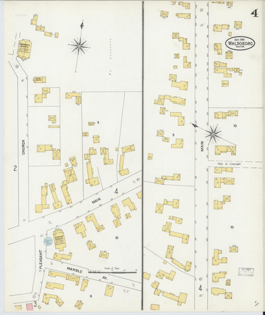 Sanborn Fire Insurance Map from Waldoboro, Lincoln County, Maine (1904), Sheet #0004 - Historic Sanborn Fire Insurance Map Print, vintage old map wall art, antique decor, genealogy gift, Maine Maine map