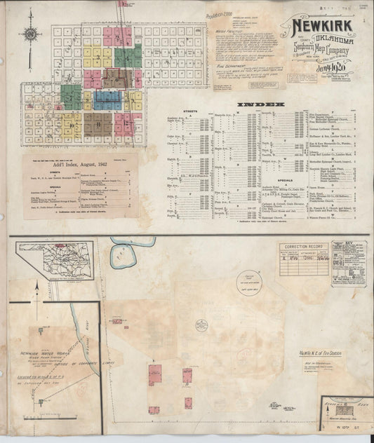 Sanborn Fire Insurance Map from Newkirk, Kay County, Oklahoma (1942), Sheet #0001 - Complete Map Set gallery image, historic Sanborn map, vintage wall art, Oklahoma Oklahoma