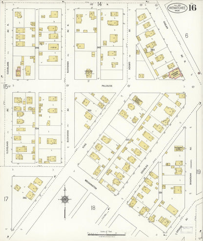 Sanborn Fire Insurance Map from Wenatchee, Chelan County, Washington (1921), Sheet #0016 - Complete Map Set gallery image, historic Sanborn map, vintage wall art, Washington Washington