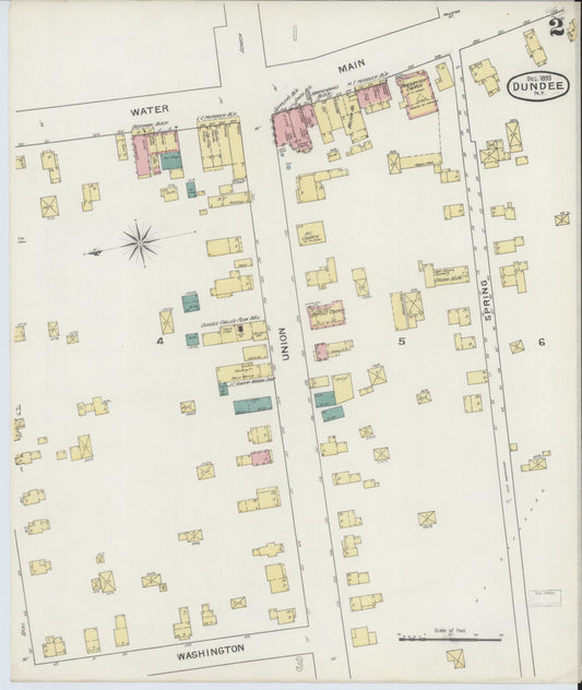 Sanborn Fire Insurance Map from Dundee, Yates County, New York (1893), Sheet #0002 - Historic Sanborn Fire Insurance Map Print, vintage old map wall art, antique decor, genealogy gift, New York New York map