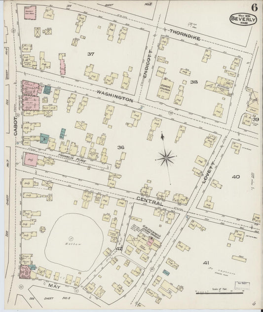 Sanborn Fire Insurance Map from Beverly, Essex County, Massachusetts (1886), Sheet #0006 - Historic Sanborn Fire Insurance Map Print, vintage old map wall art, antique decor, genealogy gift, Massachusetts Massachusetts map