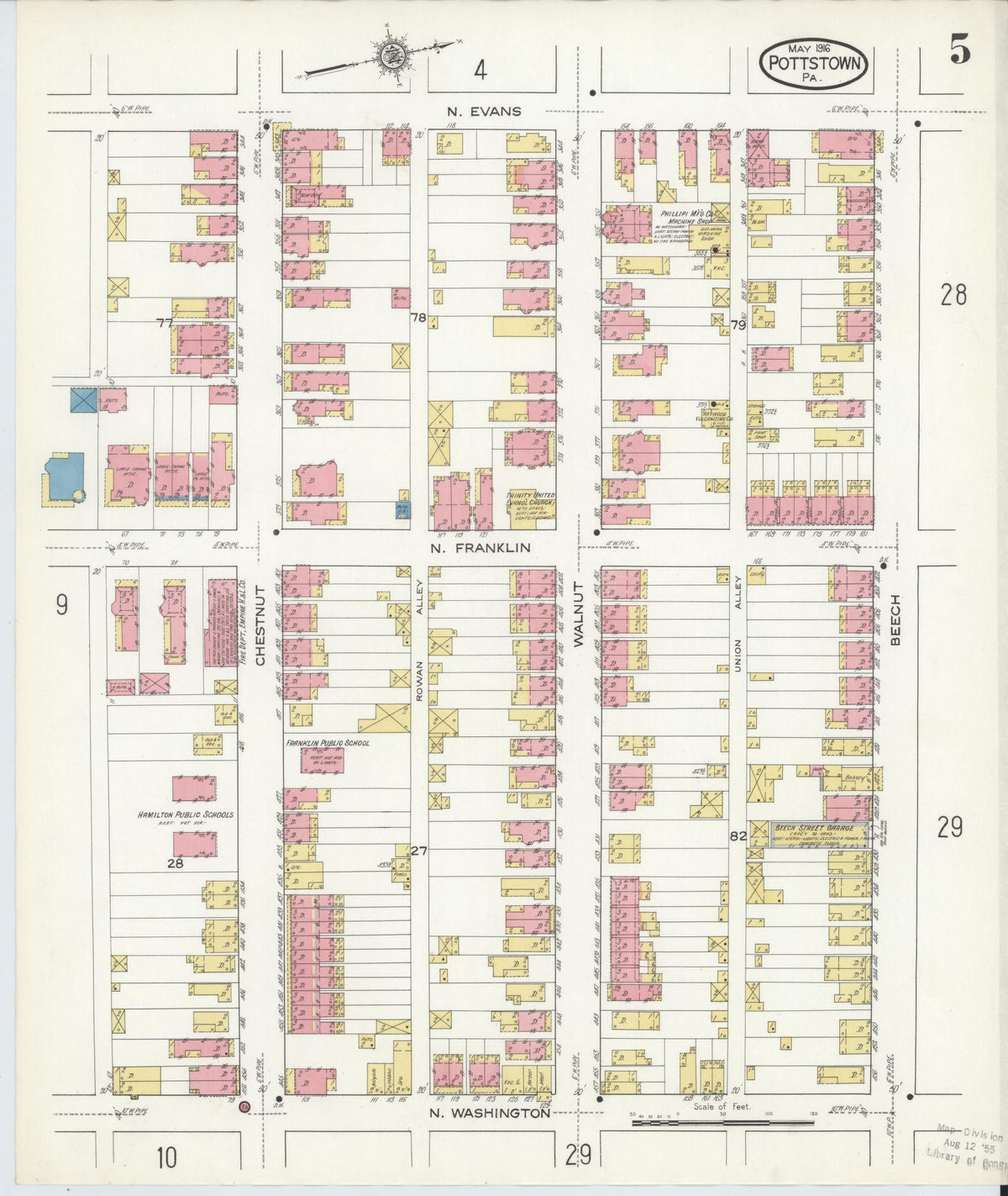 Sanborn Fire Insurance Map from Pottstown, Montgomery County, Pennsylvania (1916), Sheet #0005 - Complete Map Set gallery image, historic Sanborn map, vintage wall art, Pennsylvania Pennsylvania