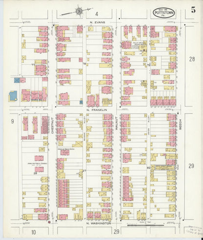 Sanborn Fire Insurance Map from Pottstown, Montgomery County, Pennsylvania (1916), Sheet #0005 - Complete Map Set gallery image, historic Sanborn map, vintage wall art, Pennsylvania Pennsylvania