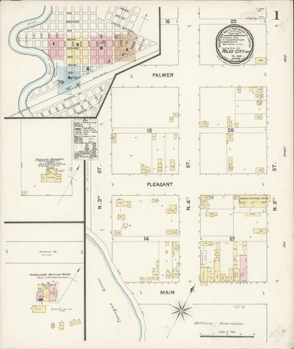 Sanborn Fire Insurance Map from Miles City, Custer County, Montana (1888), Sheet #0001 - Complete Map Set gallery image, historic Sanborn map, vintage wall art, Montana Montana