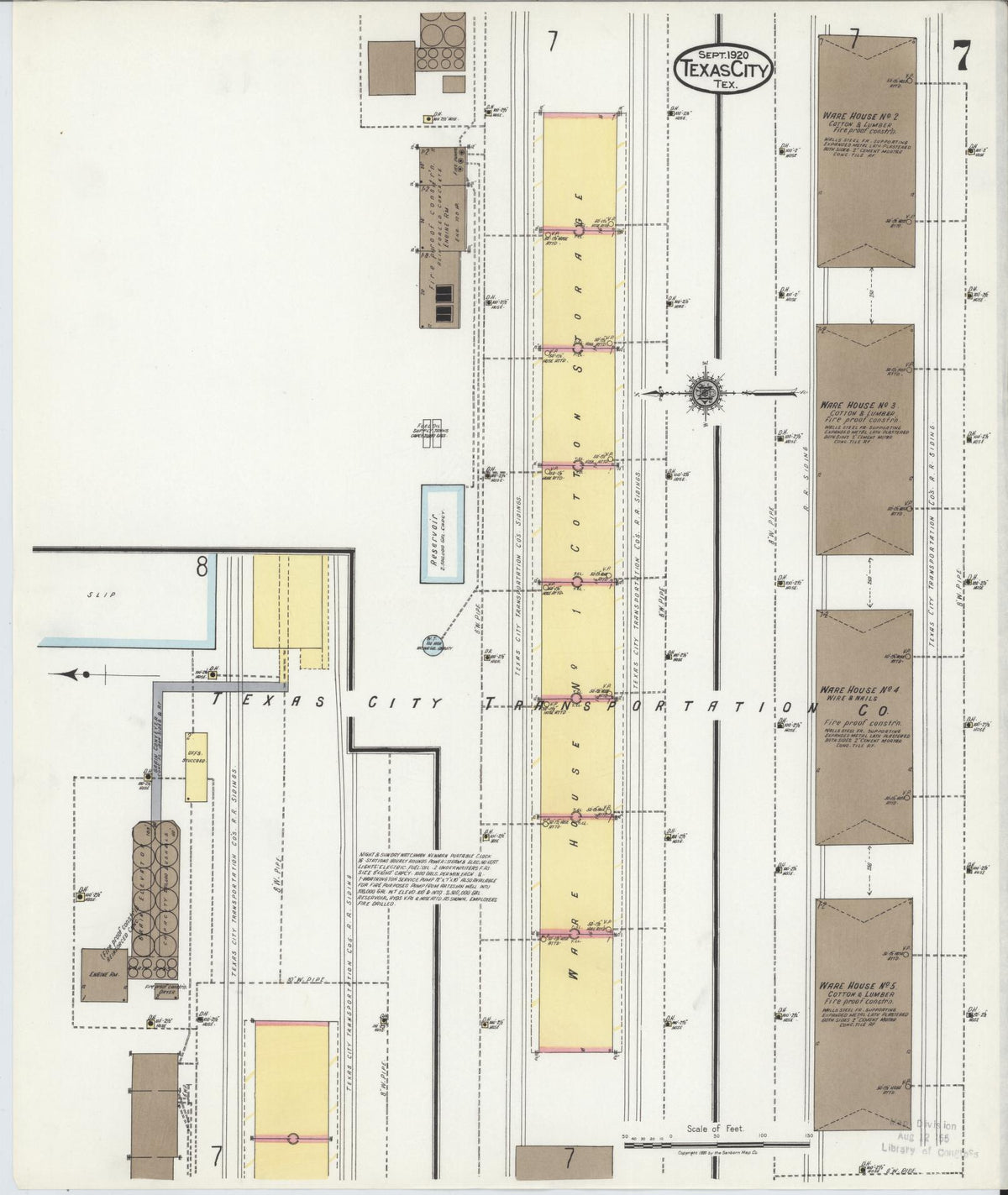Sanborn Fire Insurance Map from Texas City, Galveston County, Texas (1920), Sheet #0007 - Historic Sanborn Fire Insurance Map Print, vintage old map wall art, antique decor, genealogy gift, Texas Texas map
