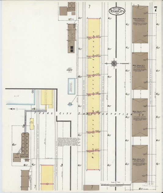 Sanborn Fire Insurance Map from Texas City, Galveston County, Texas (1920), Sheet #0007 - Historic Sanborn Fire Insurance Map Print, vintage old map wall art, antique decor, genealogy gift, Texas Texas map