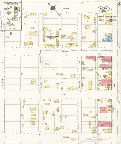 Sanborn Fire Insurance Map from Mackay, Custer County, Idaho (1921), Sheet #0002 - Complete Map Set gallery image, historic Sanborn map, vintage wall art, Idaho Idaho