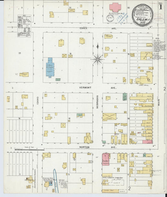 Sanborn Fire Insurance Map from Salem, McCook County, South Dakota (1899), Sheet #0001 - Complete Map Set gallery image, historic Sanborn map, vintage wall art, South Dakota South Dakota