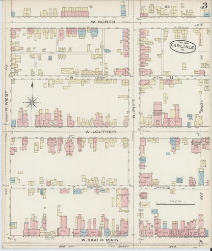 Sanborn Fire Insurance Map from Carlisle, Cumberland County, Pennsylvania (1885), Sheet #0003 - Complete Map Set gallery image, historic Sanborn map, vintage wall art, Pennsylvania Pennsylvania