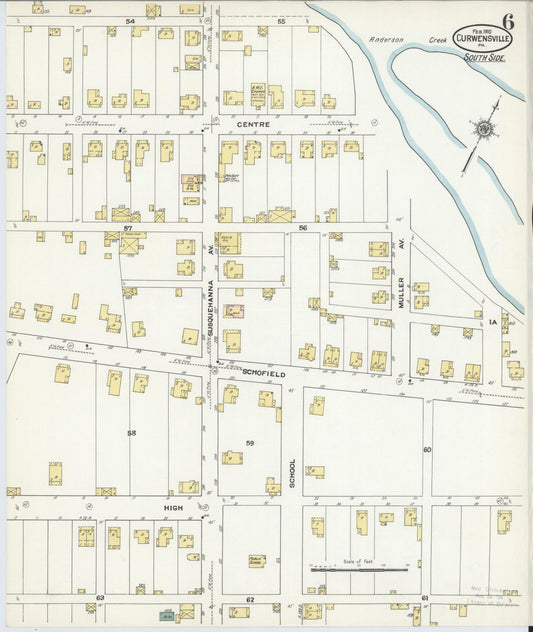 Sanborn Fire Insurance Map from Curwensville, Clearfield County, Pennsylvania (1910), Sheet #0006 - Historic Sanborn Fire Insurance Map Print, vintage old map wall art, antique decor, genealogy gift, Pennsylvania Pennsylvania map
