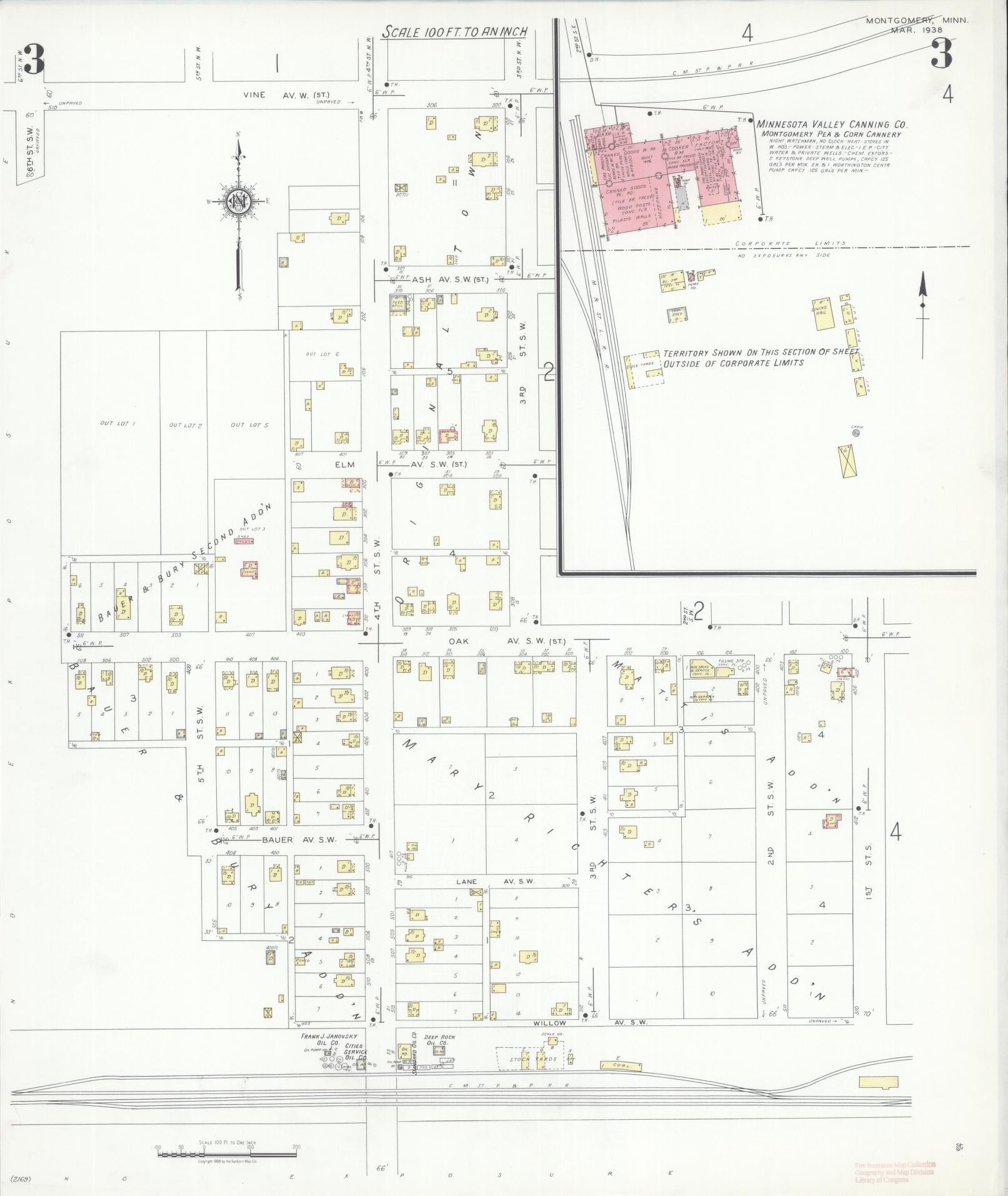Sanborn Fire Insurance Map from Montgomery, Le Sueur  County, Minnesota (1938), Sheet #0003 - Complete Map Set gallery image, historic Sanborn map, vintage wall art, Minnesota Minnesota
