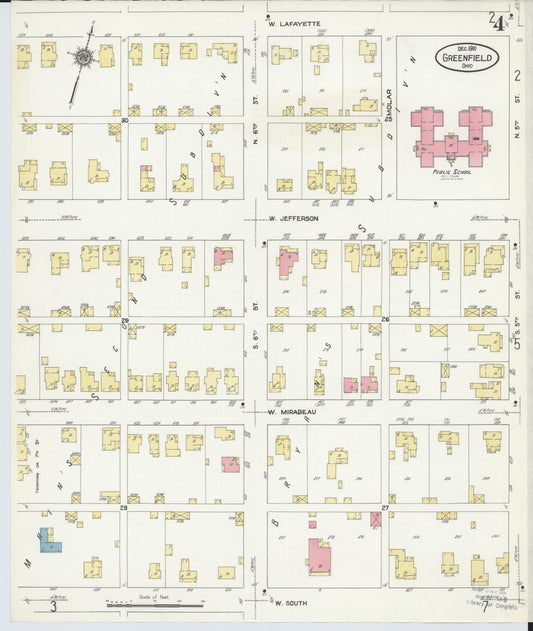 Sanborn Fire Insurance Map from Greenfield, Highland County, Ohio (1910), Sheet #0004 - Historic Sanborn Fire Insurance Map Print, vintage old map wall art, antique decor, genealogy gift, Ohio Ohio map