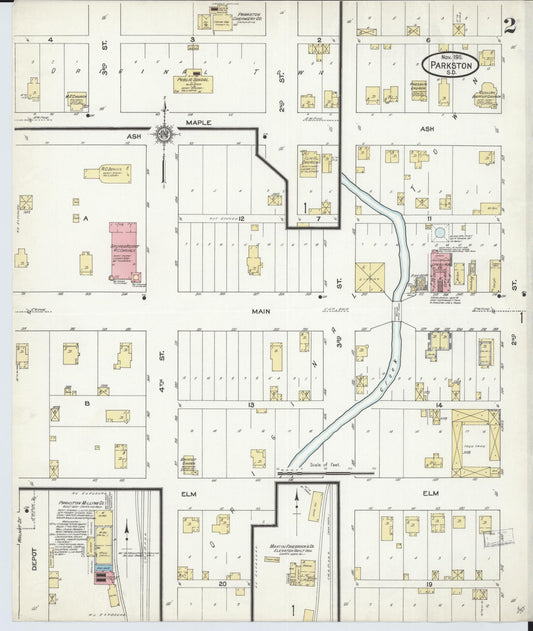 Sanborn Fire Insurance Map from Parkston, Hutchinson County, South Dakota (1911), Sheet #0002 - Historic Sanborn Fire Insurance Map Print, vintage old map wall art, antique decor, genealogy gift, South Dakota South Dakota map