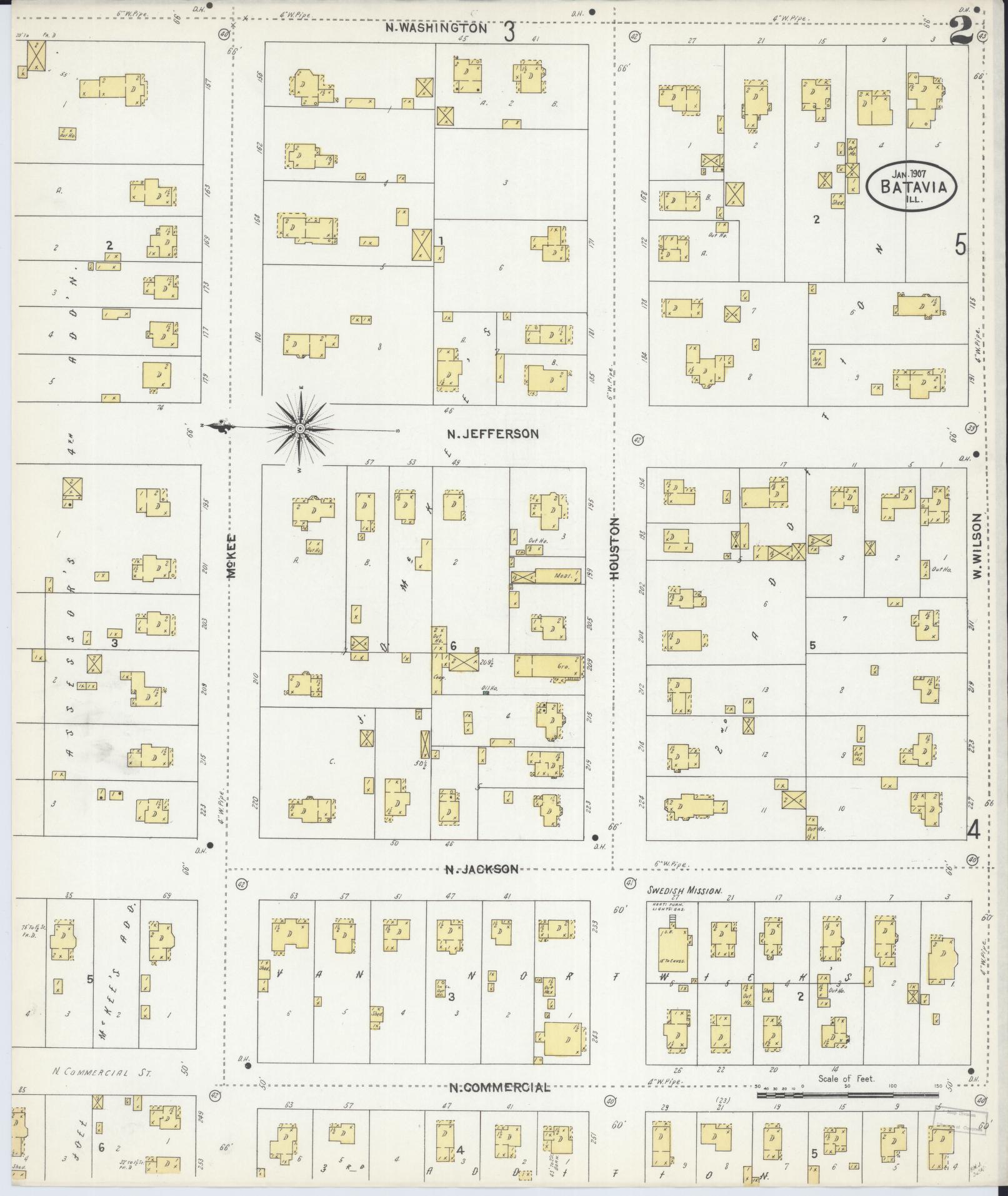 Sanborn Fire Insurance Map from Batavia, Kane County, Illinois (1907), Sheet #0002 - Complete Map Set gallery image, historic Sanborn map, vintage wall art, Illinois Illinois