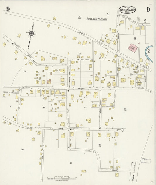 Sanborn Fire Insurance Map from Water Valley, Yalobusha County, Mississippi (1925), Sheet #0009 - Historic Sanborn Fire Insurance Map Print, vintage old map wall art, antique decor, genealogy gift, Mississippi Mississippi map