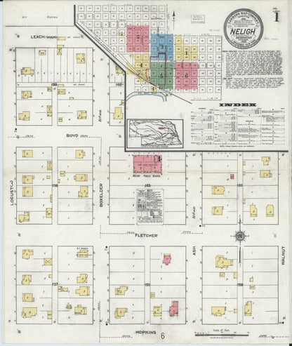 Sanborn Fire Insurance Map from Neligh, Antelope County, Nebraska (1920), Sheet #0001 - Complete Map Set gallery image, historic Sanborn map, vintage wall art, Nebraska Nebraska