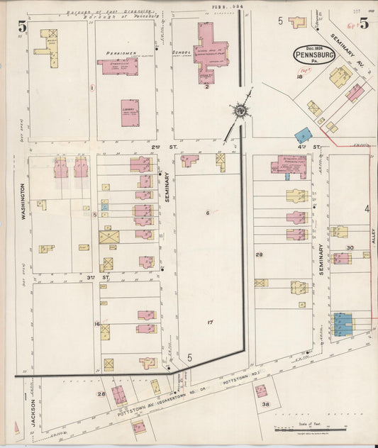 Sanborn Fire Insurance Map from Pennsburg, Montgomery County, Pennsylvania (1933), Sheet #0005 - Historic Sanborn Fire Insurance Map Print, vintage old map wall art, antique decor, genealogy gift, Pennsylvania Pennsylvania map