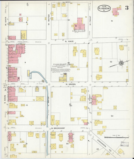 Sanborn Fire Insurance Map from Glasgow, Barren County, Kentucky (1916), Sheet #0003 - Historic Sanborn Fire Insurance Map Print, vintage old map wall art, antique decor, genealogy gift, Kentucky Kentucky map